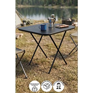 Katlanır Masa Balkon Bahçe Kamp Masası Piknik Masası Gardenflex Masa 60x80 Cm Siyah