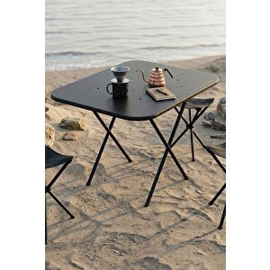 Katlanır Masa Balkon Bahçe Kamp Masası Piknik Masası Gardenflex Masa 60x80 Cm Siyah