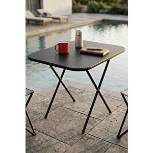 Katlanır Masa Balkon Bahçe Kamp Masası Piknik Masası Gardenflex Masa 60x80 Cm Siyah