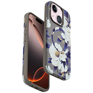 Evimdeyokyok Onegif Apple İphone 15 Plus Flower Series Magsafe Kapak - Gri