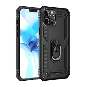 Evimdeyokyok Apple İphone 12 Pro Max Kılıf Sofya Yüzüklü Silikon Kapak - Siyah