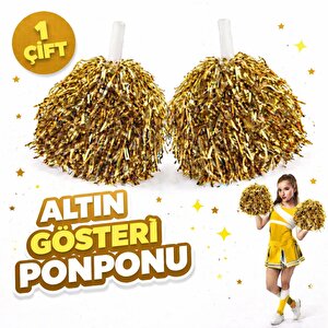 Evimdeyokyok 1 Çift ( 2 Adet ) Altın Renk 23 Nisan 19 Mayıs 29 Ekim Okul Gösteri Ponponları T20