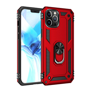 Evimdeyokyok Apple İphone 12 Pro Max Kılıf Sofya Yüzüklü Silikon Kapak - Kırmızı