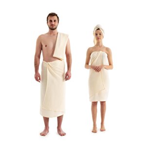 Ekru Müslin Banyo Havlu Seti - Yumuşak & Yüksek Su Emici Banyo Havlusu - %100 Pamuklu