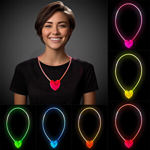 Evimdeyokyok Karanlıkta Yanan Glow Stick Kalp Şekilli Kolye 6 Renk 6 Adet T20