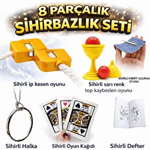 Evimdeyokyok 8’li Sihirbazlık Seti (kibrit, Defter, Halka, Kupa, İp, 3’lü Kart) T20