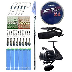 Yekoutdoor Olta Seti Okuma Wave Power Tele Surf 3.90 Cm 100-200 Gr Surf Kamışı&okuma Wave Power Wp-6000a1 Olta Makinesi