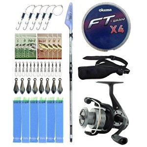 Yekoutdoor Olta Seti Okuma Wave Power Tele Surf 3.90 Cm 100-200 Gr Surf Kamışı&okuma Revenger Rv-55 Fd Olta Makinesi