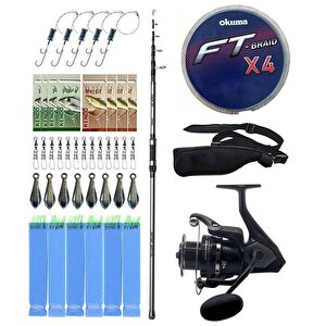 Yekoutdoor Olta Seti Okuma Alaris Tele Surf 420 Cm 100-200 Gr Surf Kamışı&okuma Wave Power Wp-8000a1 Olta Makinesi
