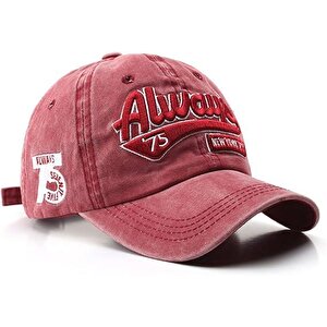 Vintage Baseball Şapka Unisex Ayarlanabilir Pamuk Spor Günlük Şapka Cap Kırmızı
