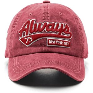 Vintage Baseball Şapka Unisex Ayarlanabilir Pamuk Spor Günlük Şapka Cap Kırmızı