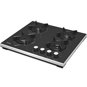 T3031 4 Gözü Gazlı Set Üstü Cam Ocak - Siyah