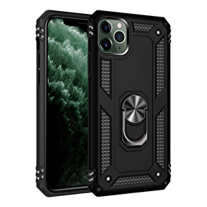 Evimdeyokyok Apple İphone 11 Pro Kılıf Sofya Yüzüklü Silikon Kapak - Siyah