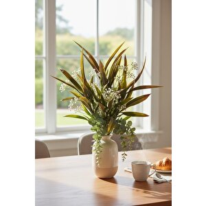 Yapay Çiçek Bambu Grass Kahverengi 40cm Demet Garnitür Aradal Dekoratif Yapay Bitki