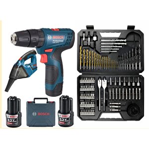 Gsb Darbeli 120 Li 2 Ah Çift Akülü Vidalama + Bosch Gas 12 Şarjlı Araç Süpürgesi̇ + Bosch V-line 103 Parça Uç Seti