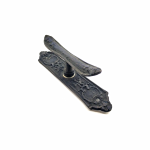 Antika Tarz Dekoratif Pirinç Çiçekli Pencere Kolu - 165x38 Mm, Oksit T20