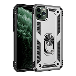 Evimdeyokyok Apple İphone 11 Pro Kılıf Sofya Yüzüklü Silikon Kapak - Gümüş