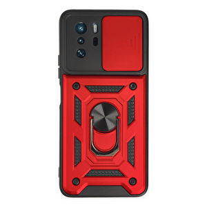 Evimdeyokyok Xiaomi Poco X3 Gt Kılıf Pars Lens Yüzüklü Silikon - Kırmızı