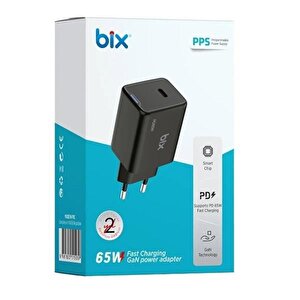 Bix Bx1p65g-bk 65w Şarj Adaptör (type-c) Siyah Pps Özelli̇kli̇