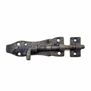 Antika Tarz Dekoratif Pirinç Dövme Kapı Sürgüsü - 7,5cm, Oksit T20