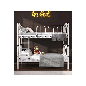 Orkide Dekoratif Metal Ranza & Karyola Seti Beyaz 90x200
