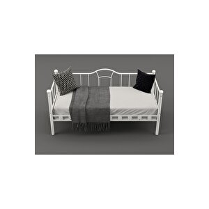 Kamelya Sedir Metal Beyaz Karyola 90x 190 Cm.