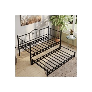 Kamelya Daybed Yavrulu Siyah Karyola 90x190 Cm