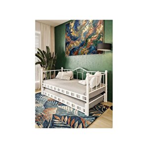 Kamelya Daybed Yavrulu Beyaz Karyola 90x190 Cm