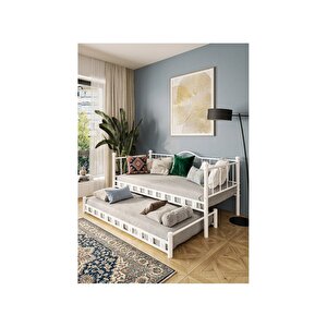 Kamelya Daybed Yavrulu Beyaz Karyola 90x190 Cm