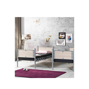 Elegan Modern Metal Ranza & Karyola Seti Cappuccino 90x190 Cm