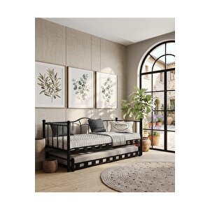 Kamelya Daybed Yavrulu Siyah Karyola 90x200 Cm