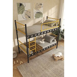 Metis Genç Çocuk Yatak Odası Metal Ranza Ve Karyola Sarı 90x200 Cm