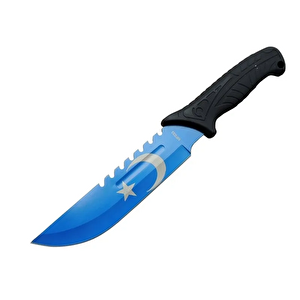Evimdeyokyok Ayyıldız Mf033bl Mavi Av Bıçağı 31cm - Testere Detaylı Bıçak, Kılıflı, Plastik Sap T20