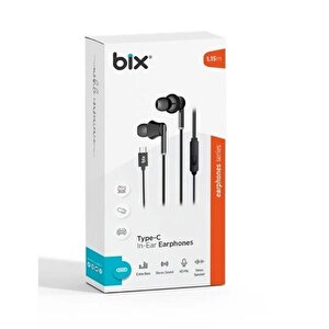 Bix Hf01c-bk Type-c Siyah 14mm Extra Bass Kulaki̇çi̇ Mikrofonlu Kulaklık