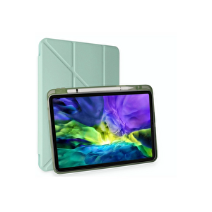 Evimdeyokyok Apple İpad Pro 11 (2024) Kılıf Kalemlikli Mars Tablet Kılıfı - Açık Yeşil T20