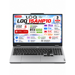 Loq 15ahp10 Amd Ryzen 5 220 16gb 1tb Ssd Rtx 5050 8gb (100w) 15.6" Fhd Ips Panel 144hz Freedos Taşınabilir Bilgisayar 83jg009ttr