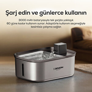 Su Pınarı | Akıllı, 7.5l, Radar Sensörlü, 60 Gün Şarjlı, Çelik İç Yüzey, Tüm Patilere Uygun (x8658), Standart Gri