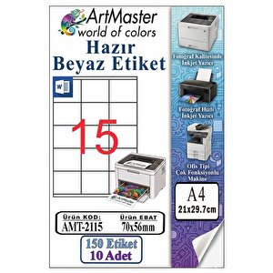 A4 Hazır Beyaz Etiket 70x56mm 10 Sayfa 1 Paket 15 Li Kendinden Yapışkanlı Fotokopi Lazer İnkjet Kağıdı Yazıcılar İçin