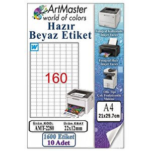 A4 Hazır Beyaz Etiket 22x12 Mm 10 Sayfa 1 Paket 160 Lı Kendinden Yapışkanlı Fotokopi Lazer İnkjet Kağıdı Yazıcılar İçin