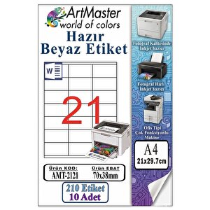 A4 Hazır Beyaz Etiket 70x38mm 10 Sayfa 1 Paket 21 Li Kendinden Yapışkanlı Fotokopi Lazer İnkjet Kağıdı Yazıcılar İçin