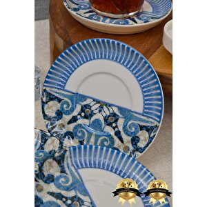 Azur 6 Parça Porselen Çay Tabağı Seti