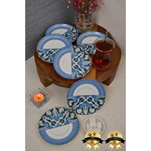 Azur 6 Parça Porselen Çay Tabağı Seti
