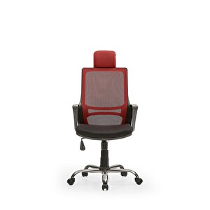 Arya2 Bilgisayar Koltuğu - Ofis - Müdür - Büro - Çalışma Sandalyesi Kırmızı Siyah Renk Krom Ayaklı