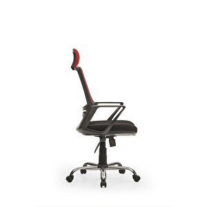 Arya2 Bilgisayar Koltuğu - Ofis - Müdür - Büro - Çalışma Sandalyesi Kırmızı Siyah Renk Krom Ayaklı