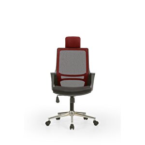 Arya1 Bilgisayar Koltuğu - Ofis - Müdür - Büro - Çalışma Sandalyesi Bordo Siyah Renk Krom Ayaklı