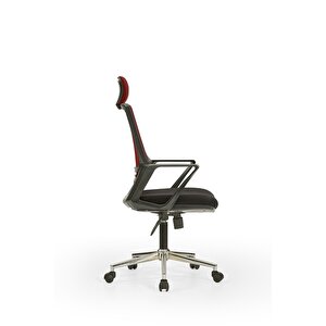 Arya1 Bilgisayar Koltuğu - Ofis - Müdür - Büro - Çalışma Sandalyesi Bordo Siyah Renk Krom Ayaklı