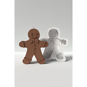 Büyük Kurabiye Adam Mum Silikon Kalıp M3 -yılbaşı Mum Kalıbı Soya Wax Mum Yapım Malzemeleri 10x8.7cm