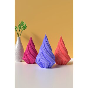 Desenli Ortboy Yılbaşı Ağcı Mum Silikon Kalıp - Mum Yapım Malzemeleri - 10cm