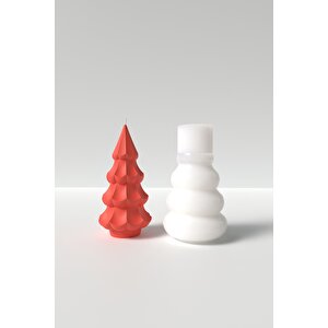Küçük Yılbaşı Ağacı Mum Silikon Kalıp -yılbaşı Mum Silikon Kalıp, Mum Yapım Malzemeleri  10 X 4.8 Cm