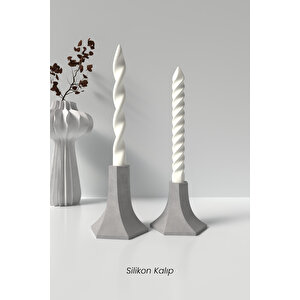 Beton Mumluk Şamdan Silikon Kalıp 2li - Mumluk Silikon Kalıp 2li Şamdan Kalıbı